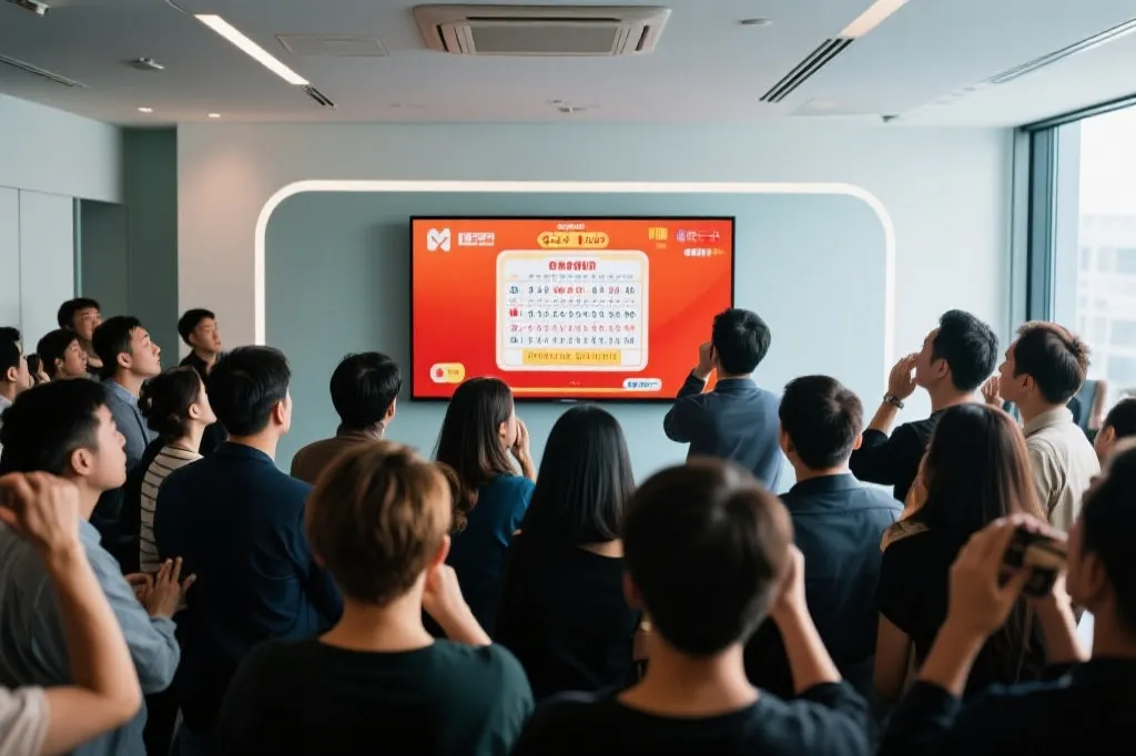 人们聚焦屏幕等待开奖结果的画面